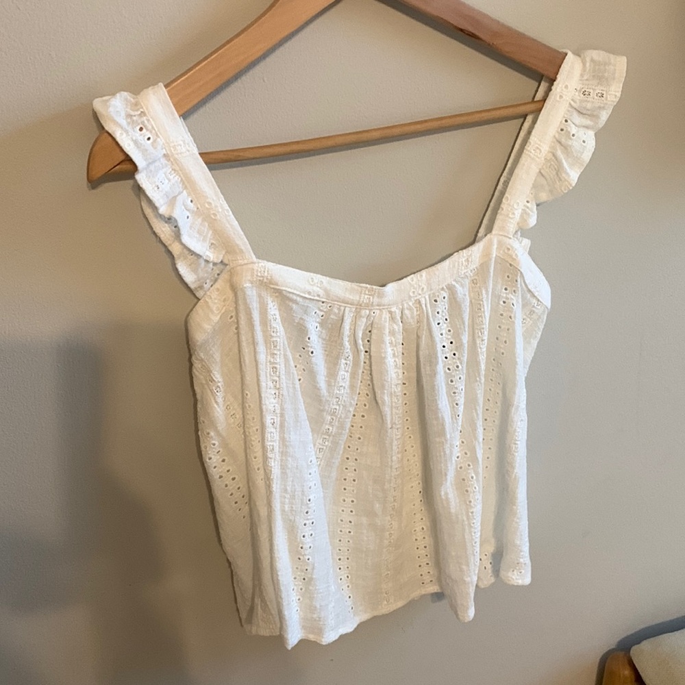 VICI eyelet ruffle sleeve top